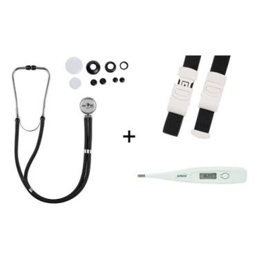 Imagem de Kit Estetoscópio Rappaport Adulto E Infantil + Termometro Axilar Digit