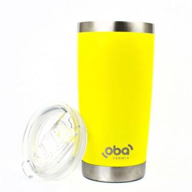 Imagem de Copo Térmico com Tampa e Abridor 591ml Amarelo Neon - Oba Térmic