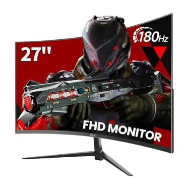 Imagem de ZZA Gaming Monitor 27 Inch Curved 180Hz| 165Hz|144Hz|1ms| Computer Monitor FHD|1080P| 90% DCI-P3,100% sRGB,PC Monitor FreeSync| HDMI|HDR|Low Blue Light| HDMI|DP Ports| VESA Mount| Met