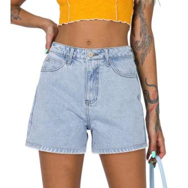 Imagem de Shorts jeans MODARANI de cintura alta, elásticos, azul claro, XXL