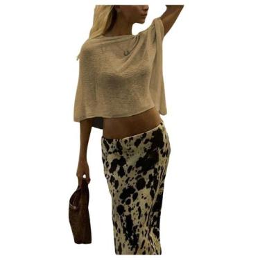 Imagem de Cobertura de praia MakeMeChic Sheer Poncho Crochet Knit Khaki