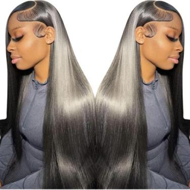 Imagem de Peruca frontal de renda BungiOl Straight Human Hair 13x4 180% de densi