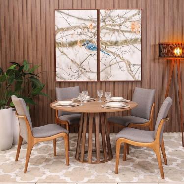 Imagem de Kit Mesa De Jantar Redonda 120cm Gabi Noronha Com 4 Cadeiras Garbo Cinza Escuro