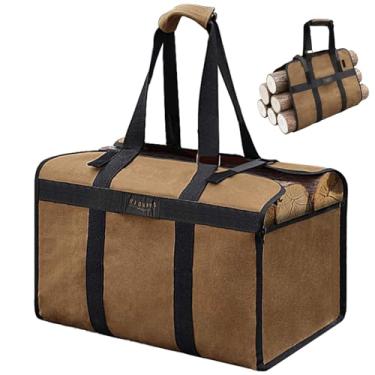 Imagem de Highpro Porta-lenha – Bolsa de transporte de madeira para lenha, lona encerada com alças, ideal para carregar madeira em casa ou acampar ao ar livre em ambientes internos