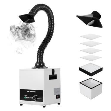 Imagem de FAHKNS Extrator de fumaça de solda a laser, sucção forte de 100 W, com filtro de 3 estágios, removedor de absorção de fumaça de solda, com 12 filtros para absorção de fumaça de soldagem a laser e