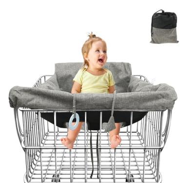 Imagem de Capa de carrinho de compras para bebês, 2 em 1, capa de carrinho de compras para crianças, portátil, dobrável, confortável, almofada de carrinho de compras com bolsa de transporte para assento de