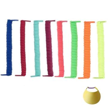 Imagem de NICENEEDED 8 pares de cordão para viseira de sol de 8 cores, substituição de cadarços encaracolados ajustáveis de 12 cm, cadarço elástico para esportes de chapéu de sol de espuma