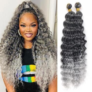 Imagem de Braiding Hair Eerya Long Curly 46 cm, 2 pacotes Ocean Wave T1B/Grey