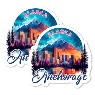 Imagem de Anchorage Ímãs do Alasca de 10 cm Pacote com 2 Montanhas de Entrada para Cozinhar – Ímãs Decorativos de Vinil Forte para Frigorífico Armário Cozinha Escritório – Bonito Divertido Estética Legal