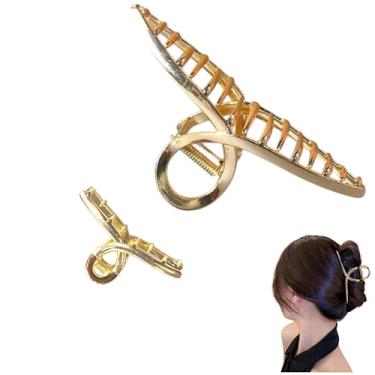 Imagem de Kit 2x Piranha Prendedor De Cabelo Metal Piranha Presilha Metal Dourada Vintage Luxo Feminina Elegante Menina Mulheres