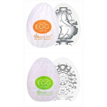 Imagem de Kit Duplo Eggs Ovo Mastubador Estimulo Sexshop Flexivel Twister e Clicker