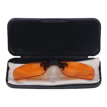 Imagem de Clip em óculos, luzes azuis de 400-500nm bloqueando 180 graus de lente de clipe de óculos de laranja portátil de 180 graus para leitura de jogos de escritório (quadrado)