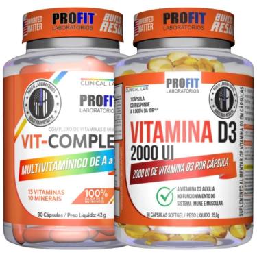 Imagem de MULTIVITAMÍNICO VIT COMPLEX 90 CÁPSULAS l VITAMINA D3 2000UI 60 CÁPSULAS l PROFIT-Unissex