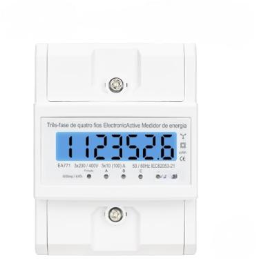 Imagem de MEDIDOR DE CONSUMO DE ENERGIA, COM TELA DE LCD, TRIFÁSICO + NEUTRO, COM CORRENTE MÁXIMA DE 100AMPERES.(CATÁLOGO 75) (KR127V-220V)