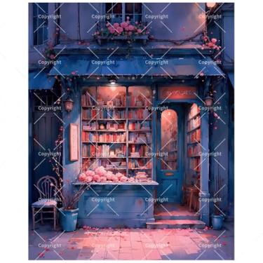 Imagem de Kit de pintura vintage de livraria por números para adultos - Pintura frontal de livraria floral DIY em tela 40,6 x 50 cm, conjunto de tinta acrílica, adequado para iniciantes, arte peculiar para