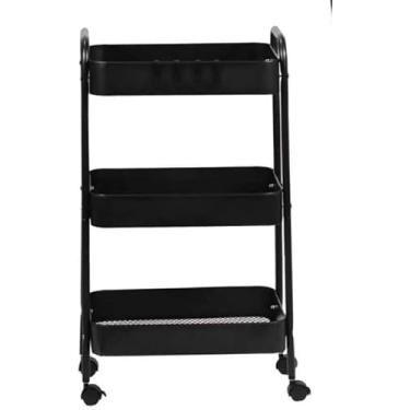 Imagem de Carrinho Organizador Para SalãO De Beleza, 3 Andares, Com Rodinhas, OpçõEs Em Ferro Ou AcríLico, Ideal Para Manicure, Pedicure E EstéTica(PRETO(Ferro))