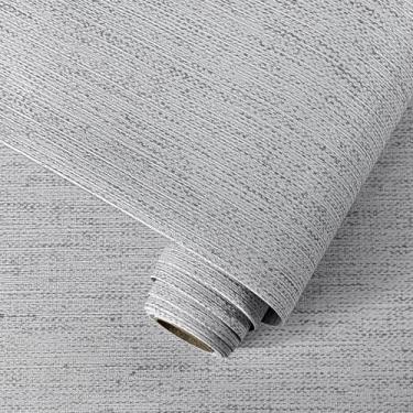 Imagem de Papel de Parede Grasscloth Peel and Stick Papel de Parede Cinza 39.9 cm x 497.8 cm Papel de Contato Texturizado Vintage Linen Stick Papel de Parede Autoadesivo Grasscloth Contact Papers Quarto