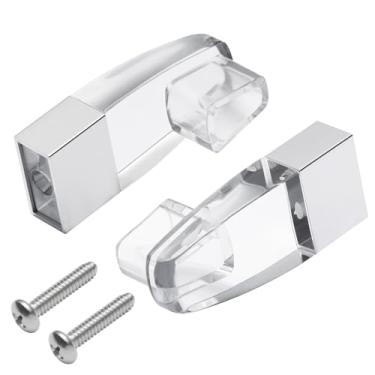 Imagem de Suportes de barra de toalha de acrílico transparente com manga cromada para portas de chuveiro Alumax/Basco (pacote com 2)