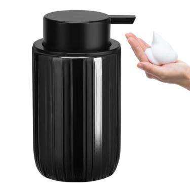 Imagem de TOOZFO Dispensador de espuma de sabão de cerâmica com bomba fácil de pressionar dispensador de espuma manual para xampu bancada de banheiro 382 g