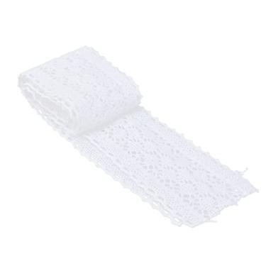 Imagem de Aramox Guarnição do Laço de Algodão, 10 Jardas Comprimento 58cm Largura Vestido Decoração Cortina Decoração Costura Material Artesanato Tecido Enfeite Fita Crafting Suprimentos DIY (Branco)