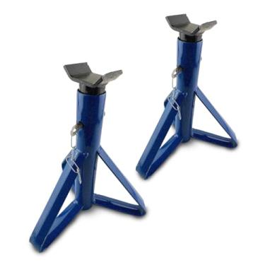 Imagem de Kit 2 Cavaletes Automotivos de Apoio 2 Ton Cada Tripé Ajustável em Aço Galvanizado para Carros e Oficinas - Feron Ferramentas