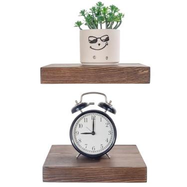 Imagem de BGMG Prateleiras flutuantes de madeira, conjunto de 20 cm, prateleiras de parede de madeira rústica para banheiro, sala de estar, quarto, cozinha, fazenda, 20 x 17 x 3 cm - nogueira escura