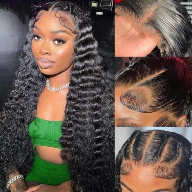 Imagem de Perucas frontais de renda Ali Bling Deep Wave Human Hair 60cm