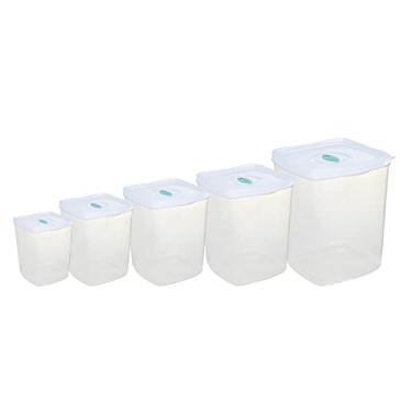 Imagem de Kit 5 Potes Quadrados Porta-Mantimentos Plasvale – BPA Free