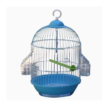 Imagem de Gaiola de pássaro papagaio gaiola de pássaro pequeno redondo de alta qualidade ninho de pássaro ornamental (azul)