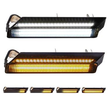 Imagem de Partsam 2 peças sequenciais, retrovisores laterais de LED, luzes de seta, lentes fumê compatíveis com F150 Expedition Raptor Lincoln Mark LT Amber Flowing LED Lights