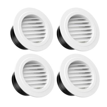 Imagem de HG Power Ventilações Soffit de 15 cm, tampa de ventilação redonda com grade de tela embutida, pacote com 4 - Exaustor para exaustor, duto em linha, banheiro, cozinha, uso Attac, 150 mm, branco