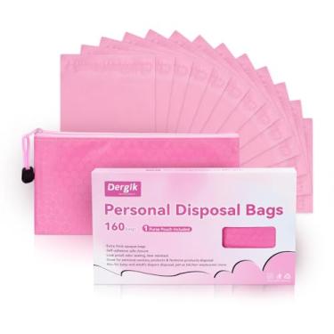 Imagem de Sacos descartáveis de fraldas para adultos, 15 x 25 cm, 160 peças, saco opaco para descarte pessoal, fecho seguro extragrosso, controle de odor discreto para fraldas, almofadas de incontinência