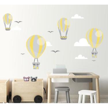 Imagem de Adesivo para Quarto Infantil - Balões e Nuvens Coloridos - no-brand