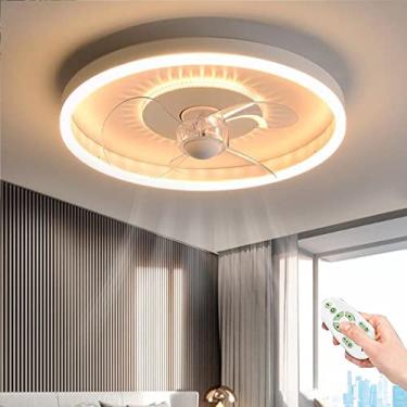 Imagem de Ventilador de teto LED com iluminação Ventilador de teto 72W Luz de teto com controle remoto 3 velocidades ajustável Ventoinha Quarto 50CM Ventilador silencioso invisível Quarto infantil