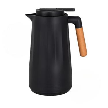 Imagem de Garrafa Térmica Inox 1 Litro – Conserva Café, Chá e Água Quente/Fria Cabo em Madeira