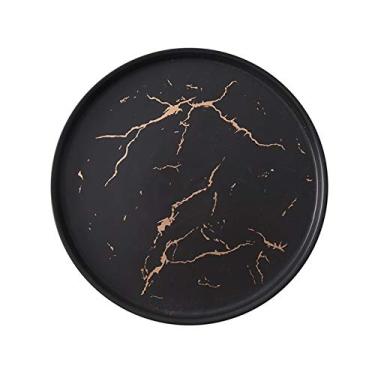 Imagem de Prato de serviço prato de cerâmica mármore preto listrado bife redondo pratos de jantar utensílios de cozinha porcelana criativa nórdica sobremesa pratos pratos de lanche (cor: C)