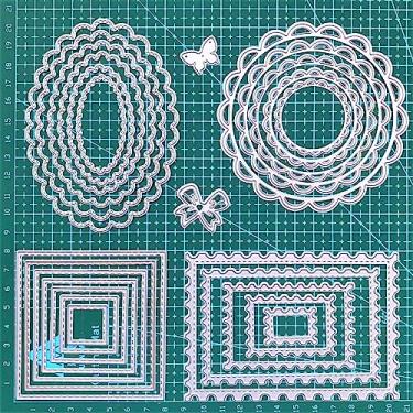 Imagem de Molde de metal de elipse oval retangular redondo flor estêncil estêncil para álbum de recortes faça você mesmo cartão de papel moldura costurada aninhada moldes de corte