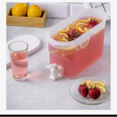 Imagem de Suqueira de Plástico com Torneira e Tampa para Geladeira, Transparente, 3,5L, Ideal para Sucos e Água Saborizada, Pratidade e Design Moderno