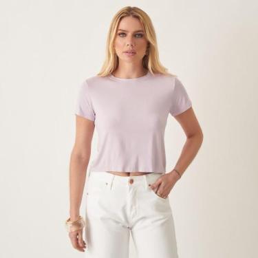 Imagem de Blusa T-Shirt Baby Look Cropped - Bloom, Lilás violeta, P