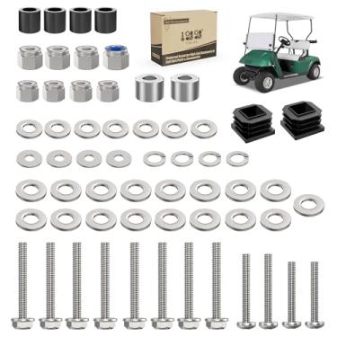Imagem de 10L0L Kit de ferragens para carrinho de golfe para EZGO TXT/DCS/PDS/Medalhista (1994-2013) - Kit de reparo de buchas de parafuso de aço inoxidável com suporte superior dianteiro, OEM #75465-G01
