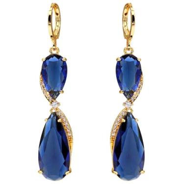 Imagem de Banhado a ouro 18K, conjunto de 4 pares de brincos pendentes para mulheres, brincos de flor/coração/animal/pérola, brincos hipoalergênicos de zircônia cúbica, leves, festas, brincos de ouro, joias