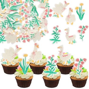 Imagem de Gyufise 54Pcs Edible Goose Cupcake Toppers Wafer Paper Goose Cake Topper Decorations for Baby Boy Girl Cake Decorations Birthday Party Supplies