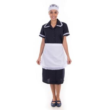 Imagem de Vestido em Tecido Oxford Com Avental e Detalhes em Bordado Ingles para