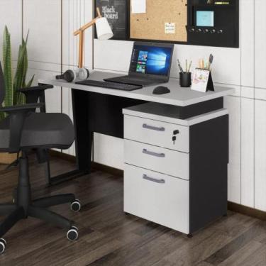 Imagem de Escrivaninha 120cm com 3 Gavetas Flex Multimóveis CR25320, Cinza/Preto