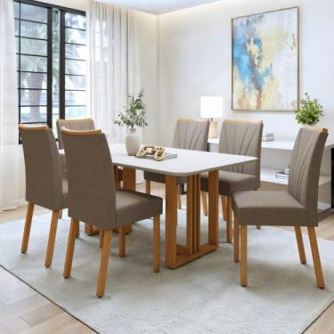 Imagem de Conjunto Sala de Jantar 6 Lugares Retangular Tampo MDF Mesa Bold com C