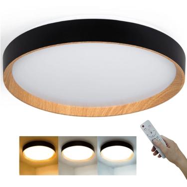 Imagem de Luminaria Plafon LED 3 Tons Controle Quarto Sala Residencial Comercial Iluminaçao Ambiente Moderno Recepçao Escritorio