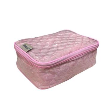 Imagem de Estojo Escolar Grande Rosa Acolchoado 36 Lapis Canetas Marcadores Maquiagem Organizador Volta Aulas