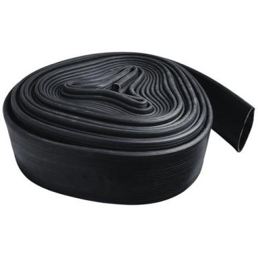Imagem de Rolo de 5 Metros de Mangueira Flat Borracha Preta Achatada 3 Polegadas