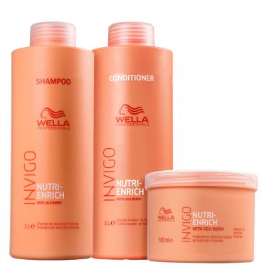 Imagem de Wella Invigo Nutri-Enrich Shampoo 1000ml, Condicionador 1000ml e Máscara 500ml