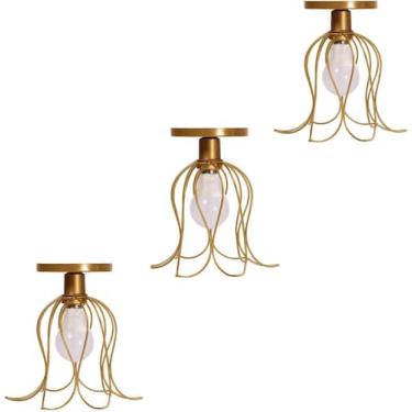 Imagem de Luminária Plafon de Teto Tulipa Aramado Dourado Lustre Redondo Aramado